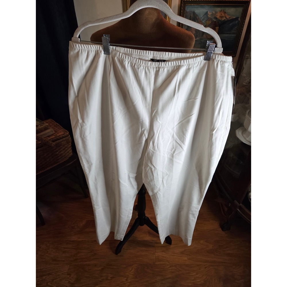 Nic + Zoe Wonderstretch Pants Paper White Straight Leg Side Zip 20W